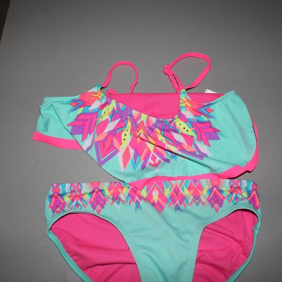 Multi Color 2 Pcs Justice Bikini Swimsuit size 14 - Picture 3 of 11